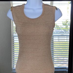 Alfani Knit Sleeveless Gold shimmer Top XS